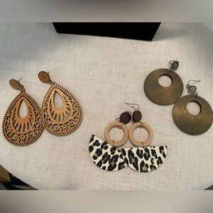 Boho Chic Wooden Earrings Set
